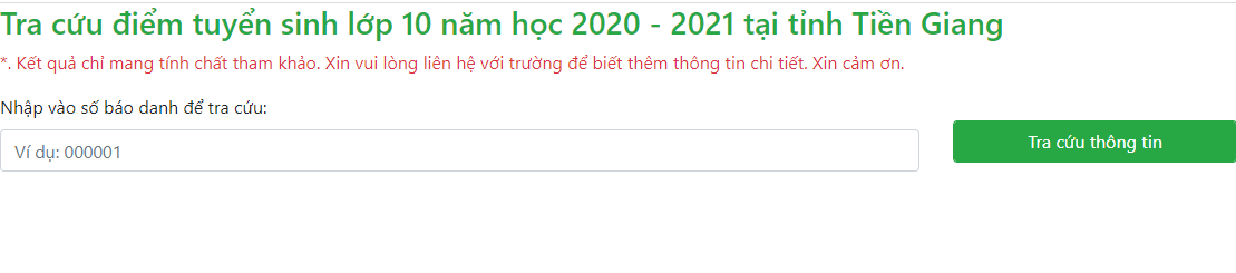 Diem thi vao lop 10 nam 2020 tinh Tien Giang
