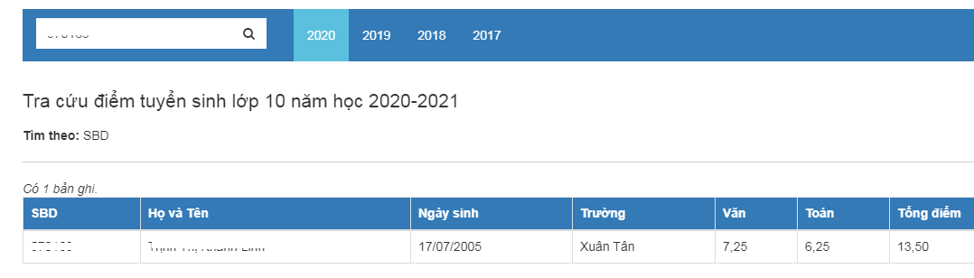 Nam Dinh cong bo diem thi vao lop 10 nam 2020