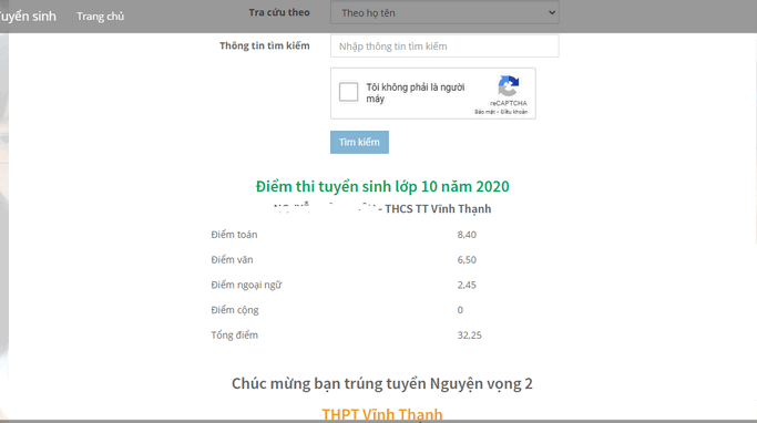 Can Tho cong bo diem thi vao lop 10 nam 2020