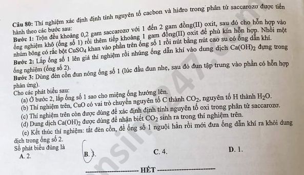 Dap an de thi tot nghiep THPT ma de 221 mon Hoa nam 2020