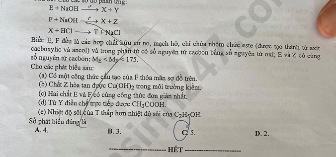 Dap an de thi mon Hoa tot nghiep THPT ma de 222 nam 2020