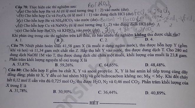 Dap an de thi tot nghiep THPT 2020 ma de 209 mon Hoa