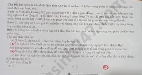 Dap an de thi mon Hoa tot nghiep THPT 2020 ma de 219