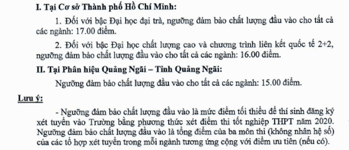 Truong DH Cong Nghiep TP.HCM cong bo diem san nam 2020