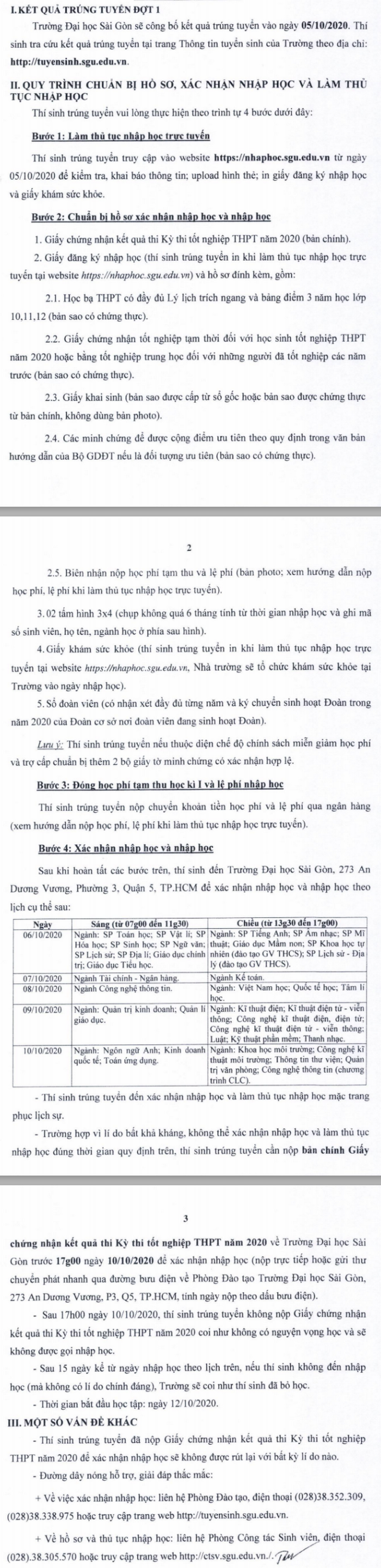 Ho so nhap hoc truong Dai hoc Sai Gon 2020