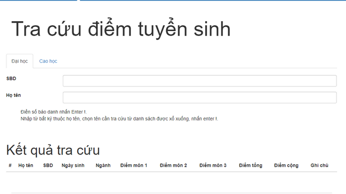 Tra cuu ket qua trung tuyen HV Bao chi Tuyen truyen nam 2020