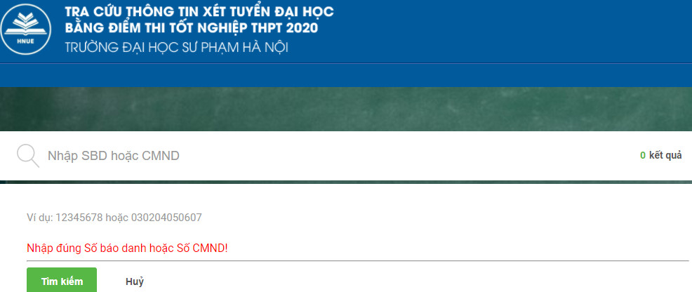 Tra cuu ket qua trung tuyen DH Su Pham Ha Noi nam 2020