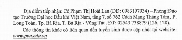 DH Dau Khi Viet Nam xet tuyen bo sung nam 2020