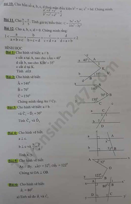 De cuong on thi giua HK1 mon Toan 7 nam 2020 THCS Tan Mai