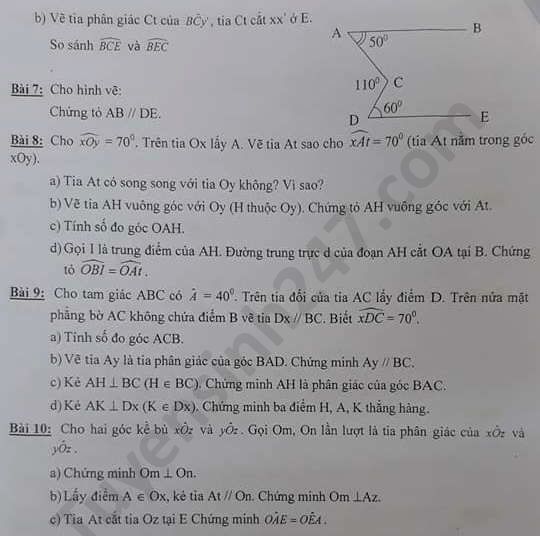 De cuong on thi giua HK1 mon Toan 7 nam 2020 THCS Tan Mai