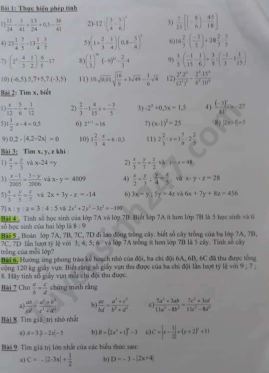 De cuong on thi giua HK1 mon Toan 7 nam 2020 THCS Tan Mai
