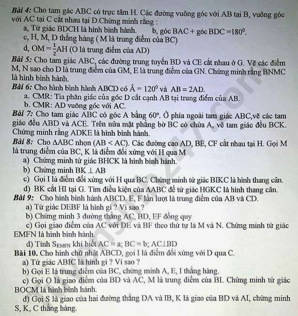 De cuong on tap giua HK1 mon Toan lop 8 THCS Phu Dien 2020