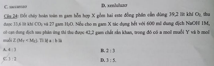 De kiem tra giua ki 1 mon Hoa lop 12 - THPT Can Thanh 2020
