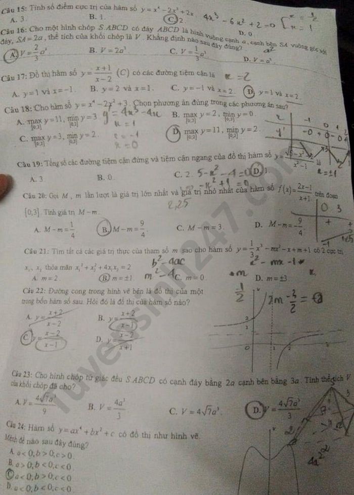 De kiem tra giua HK1 mon Toan lop 12 THPT Le Trong Tan 2020