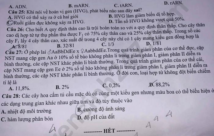 De kiem tra giua HK1 nam 2020 THPT An Nghia Sinh lop 12