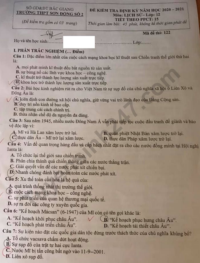 De kiem tra dinh ky nam 2020 mon Su 12 - THPT Son Dong so 2