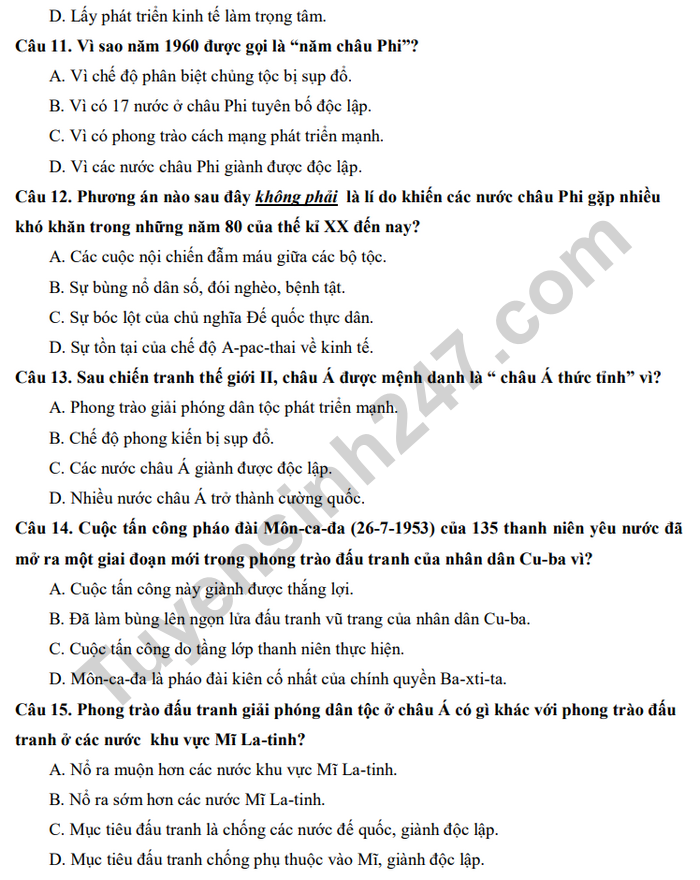 De kiem tra giua HK1 mon Su lop 9 - THCS Nguyen Thi Minh Khai 2020