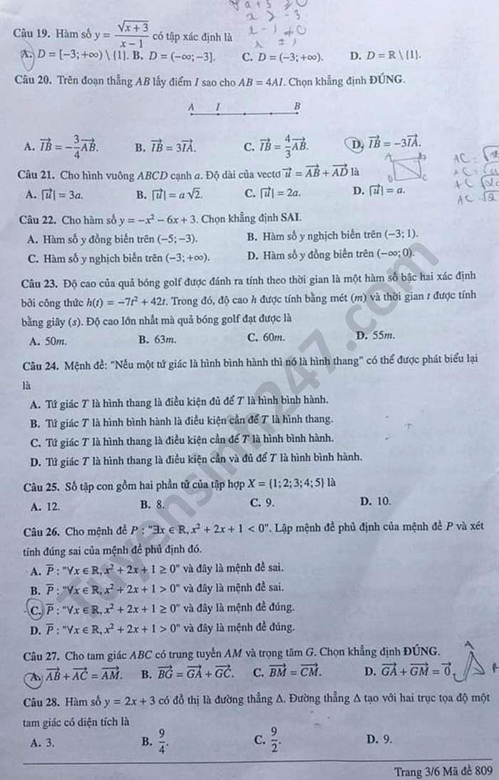 De kiem tra giua HK1 2020 Toan lop 10 THPT chuyen Thang Long