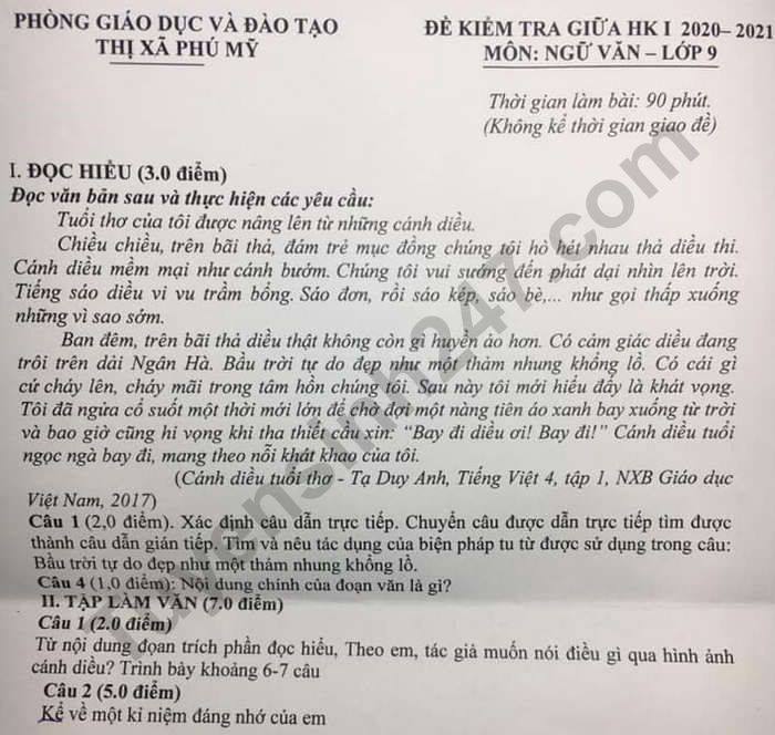 De kiem tra giua HK1 nam 2020 Van lop 9 Phong GD TX Phu My