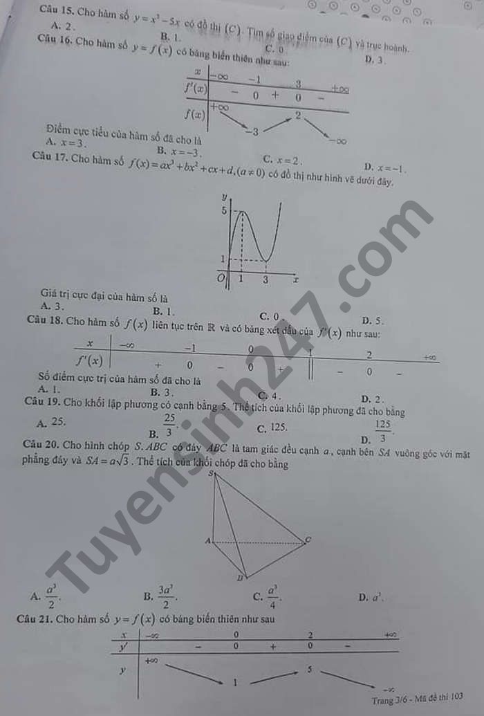 De kiem tra giua HK1 nam 2020 THPT Tan Tuc Toan lop 12
