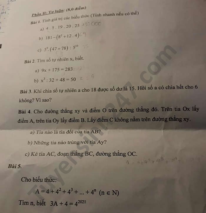 De kiem tra giua HK1 nam 2020 THCS Luong The Vinh Toan lop 6