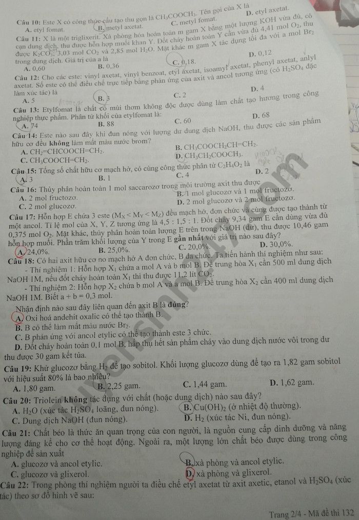 De kiem tra chat luong lan 1 2020 THPT chuyen Thai Binh mon Hoa lop 12