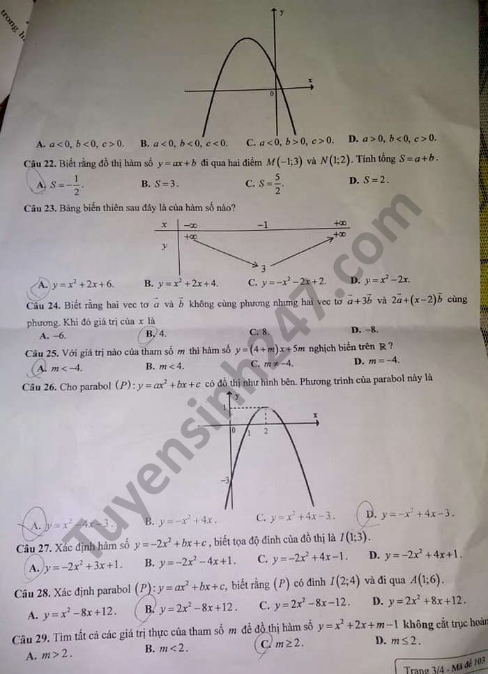 De kiem tra giua HK1 Toan lop 10 nam 2020 THPT Van Lang