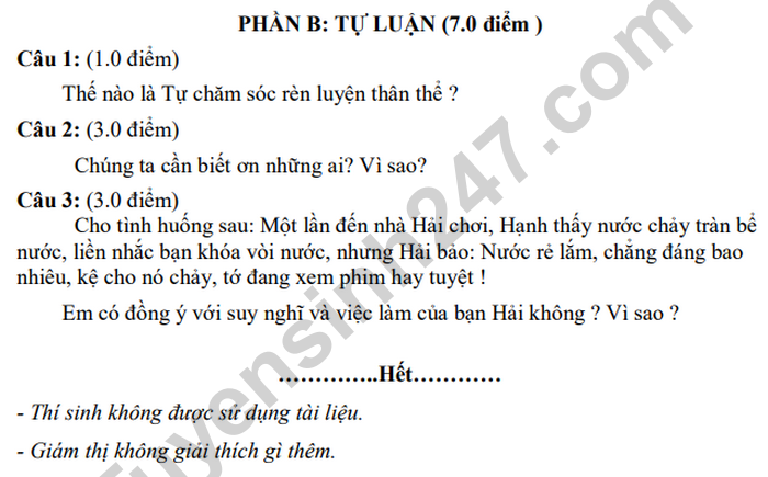 De kiem tra giua HK1 mon GDCD 6 THCS Nguyen Thanh Do 2020