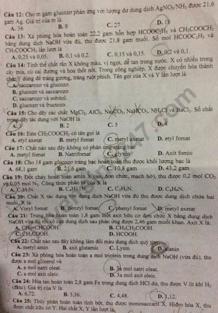 De thi thu Tot nghiep THPT 2021 lan 1 mon Hoa THPT Yen The
