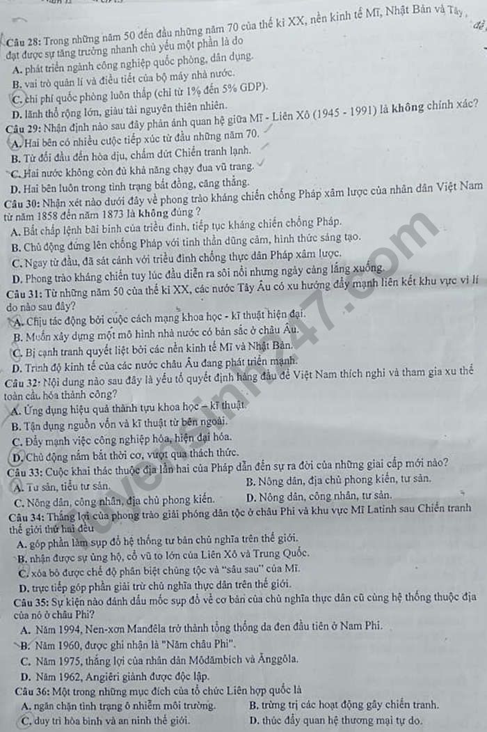 De thi thu Tot nghiep THPT 2021 lan 1 mon Su Cum chuyen mon so 3