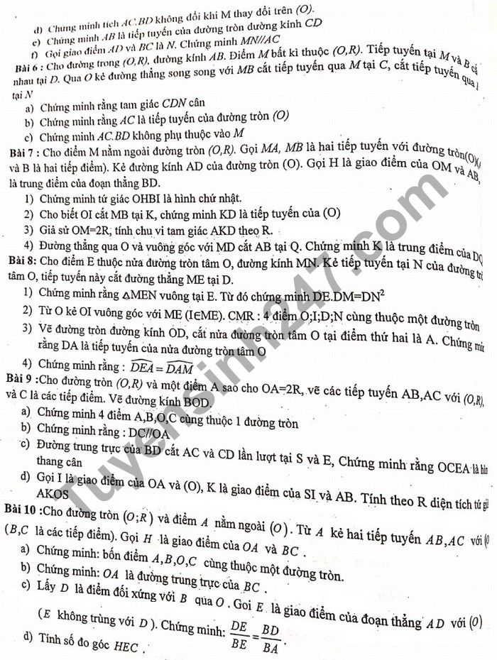 De cuong on tap hoc ki 1 lop 9 mon Toan THCS Yen Hoa 2020