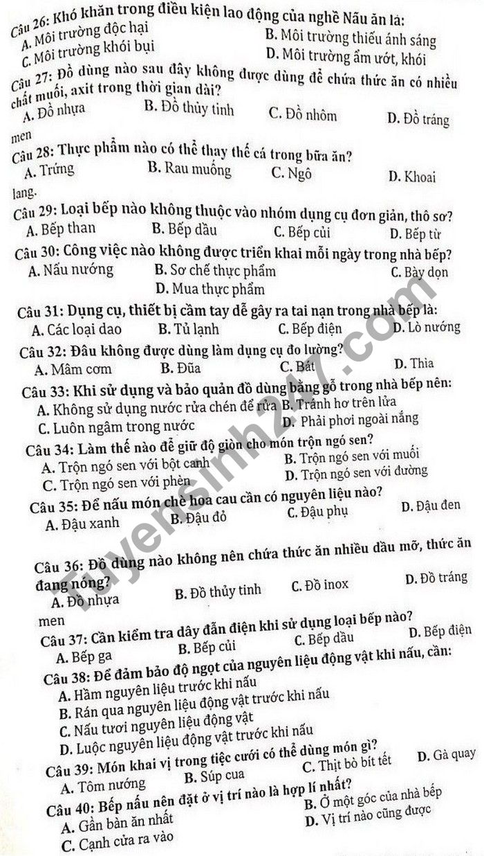De cuong on tap HK1 2020 mon Cong Nghe 9 THCS Yen Hoa