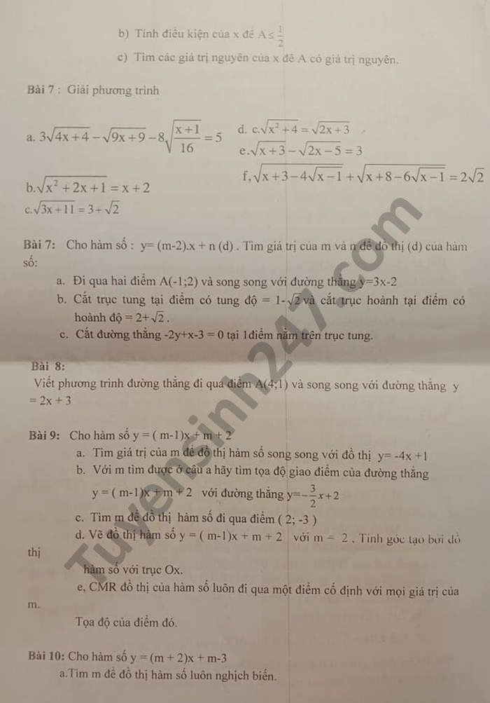 De cuong on tap HK1 THCS Bac Son nam 2020 Toan lop 9