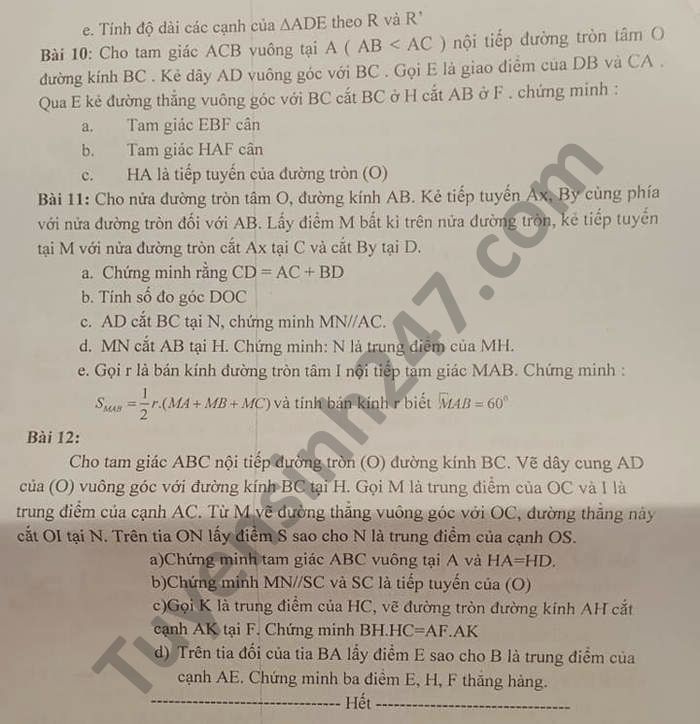 De cuong on tap HK1 THCS Bac Son nam 2020 Toan lop 9
