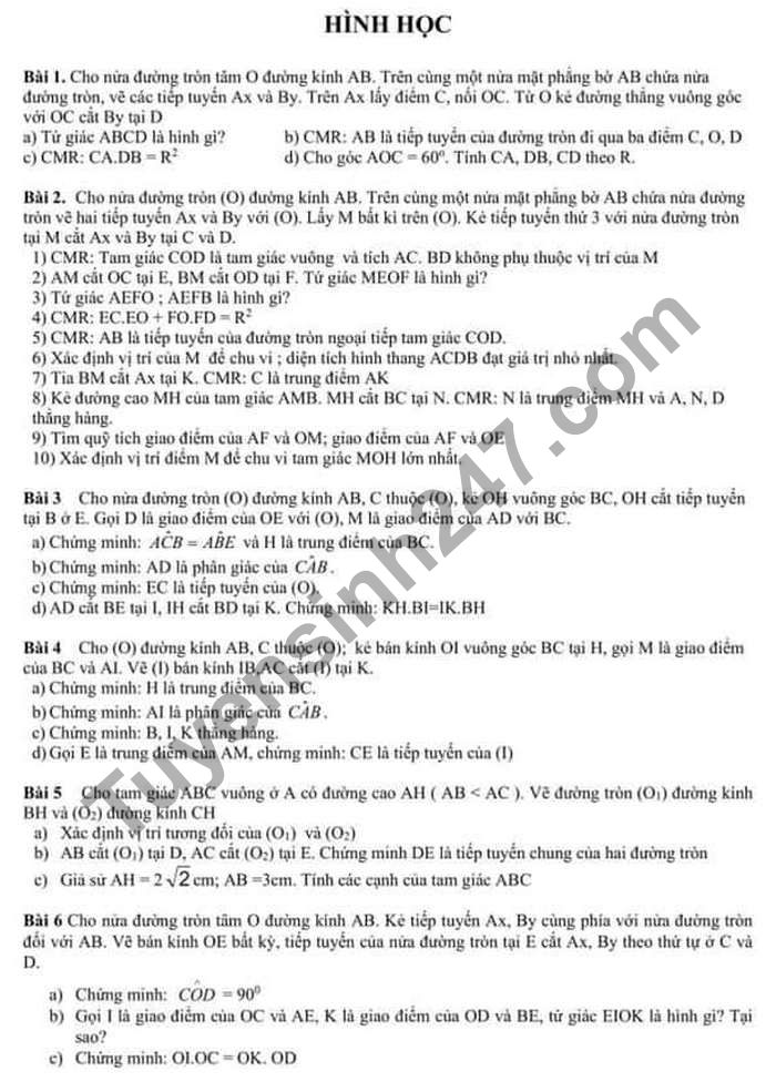 De cuong on HK1 2020 Truong Luong The Vinh lop 9 mon Toan