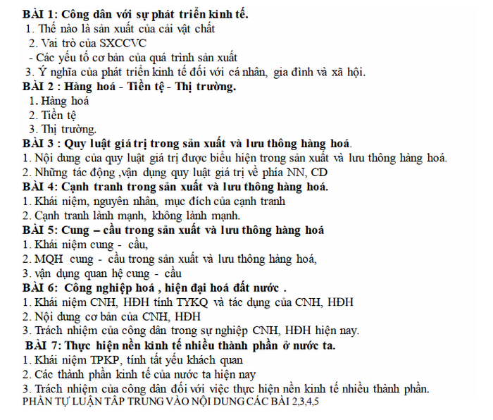 De cuong on tap HK1 2020 mon GDCD lop 11 THPT Duc Trong