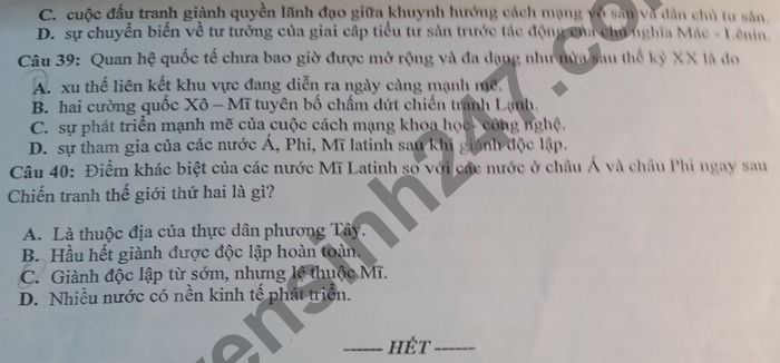 De thi thu THPTQG 2021 lan 2 mon Su THPT Chuyen Bac Ninh