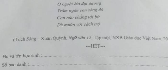 De kiem tra hoc ki 1 nam 2020 So GD Tay Ninh mon Van lop 12