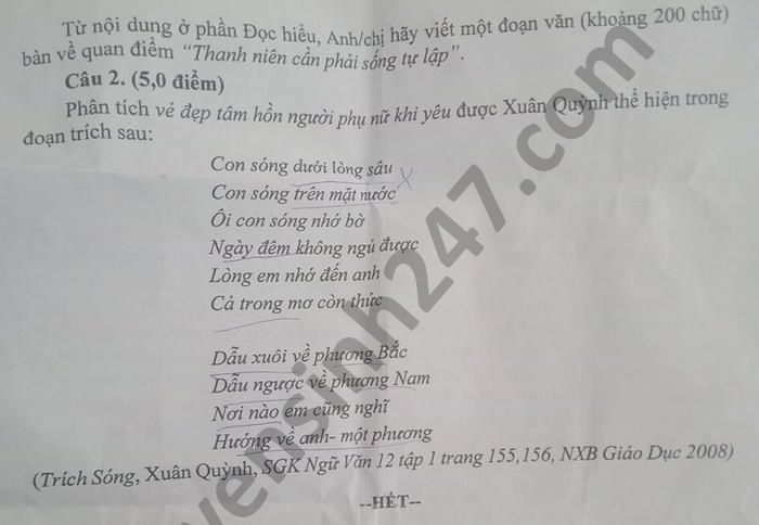De thi hoc ki 1 mon Van lop 12 So GDKHCN Bac Lieu nam 2020