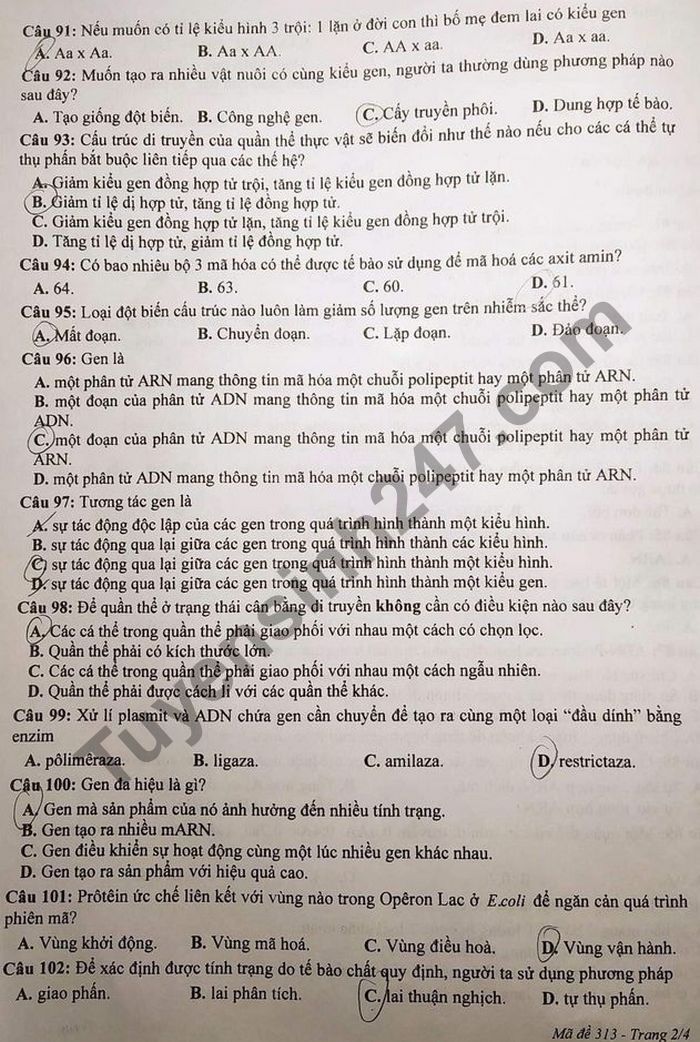De thi hoc ki 1 mon Sinh lop 12 So GDDT Nam Dinh nam 2020