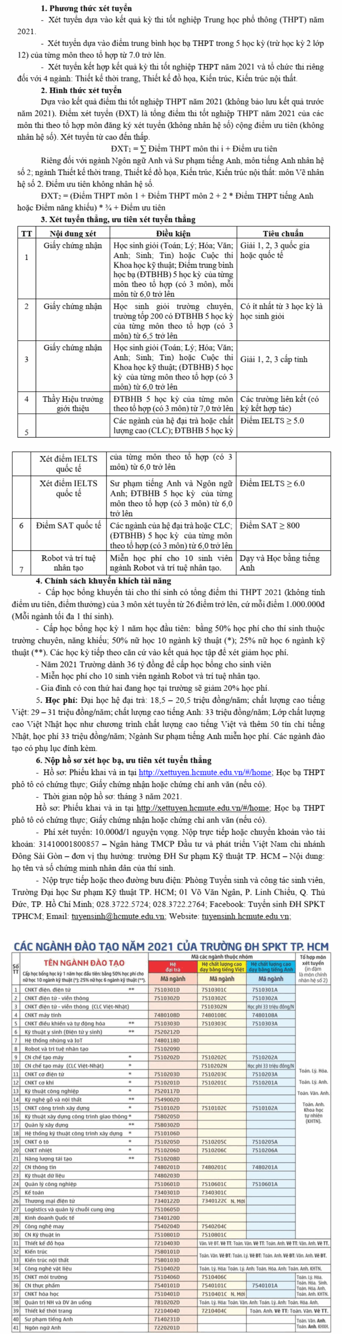 DH Su pham Ky thuat TPHCM cong bo Phuong an tuyen sinh 2021
