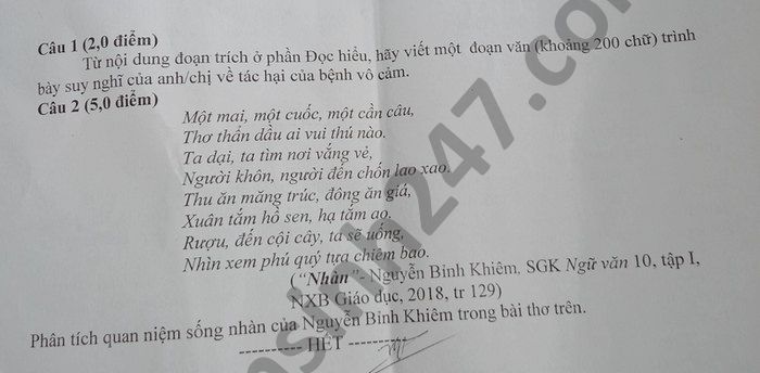De thi hoc ki 1 nam 2020 THPT Long Hai-Phuoc Tinh Van lop 10