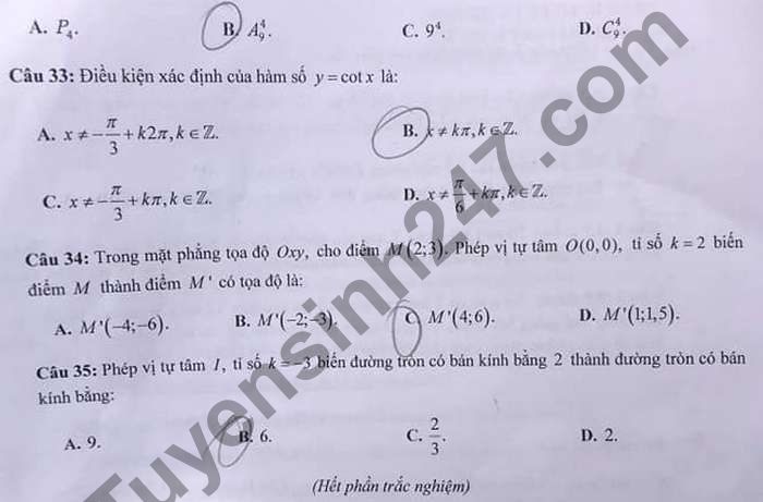 De thi hoc ki 1 lop 11 mon Toan nam 2020 THPT Chu Van An