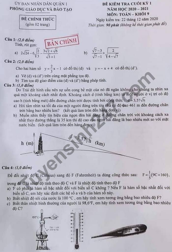 De thi hoc ki 1 Toan lop 9 nam 2020 Phong GD Quan 1