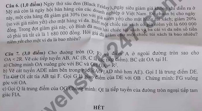 De thi hoc ki 1 nam 2020 Phong GD Quan 7 mon Toan lop 9