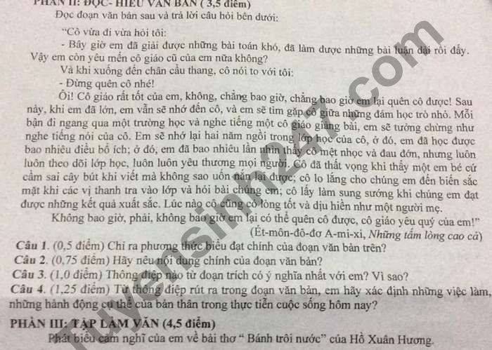 De thi hoc ki 1 mon Van lop 7 Phong GD Hai Hau nam 2020