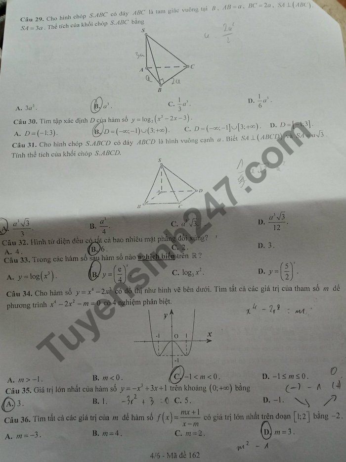 De thi hoc ki 1 nam 2020 THPT Tran Phu mon Toan lop 12