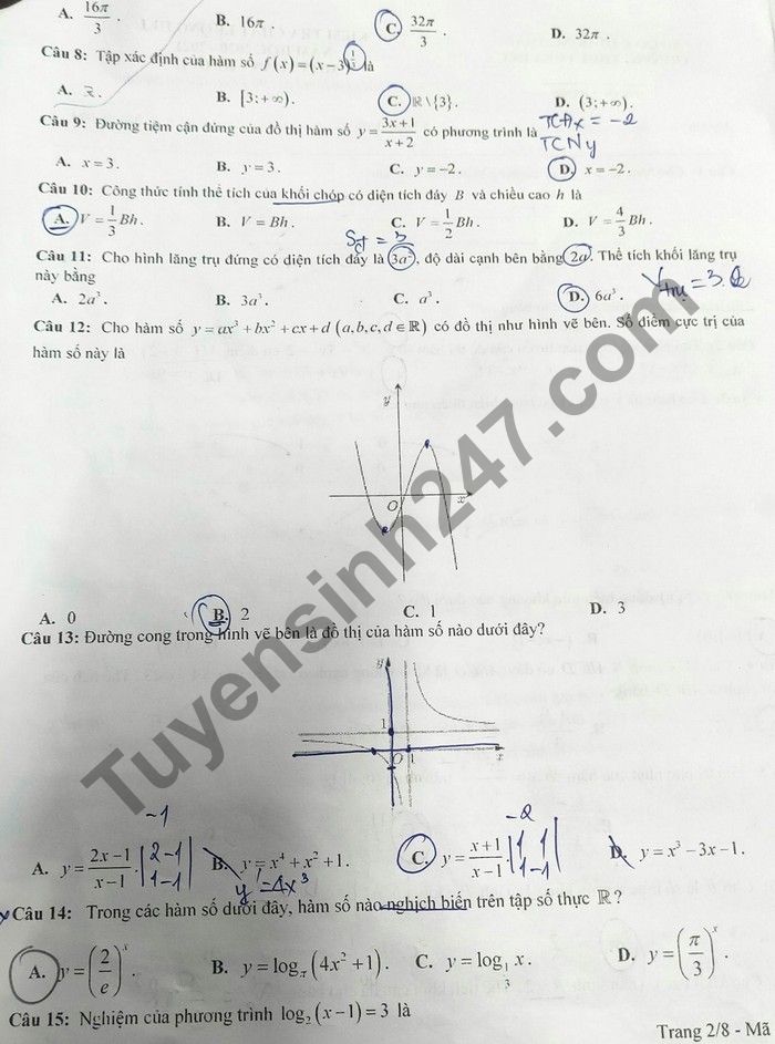 De thi hoc ki 1 mon Toan lop 12 THPT TP Sa Dec nam 2020