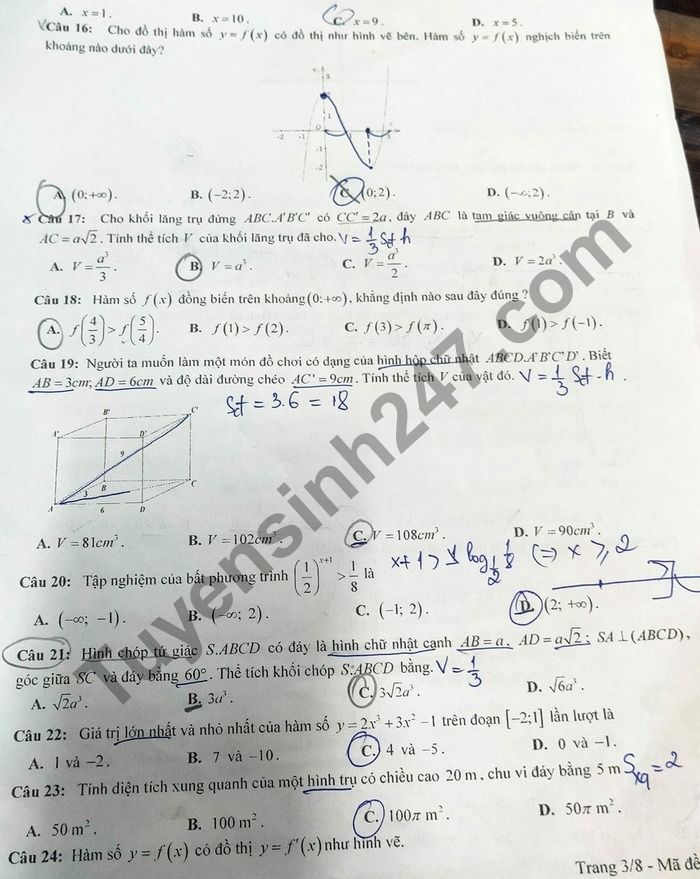De thi hoc ki 1 mon Toan lop 12 THPT TP Sa Dec nam 2020