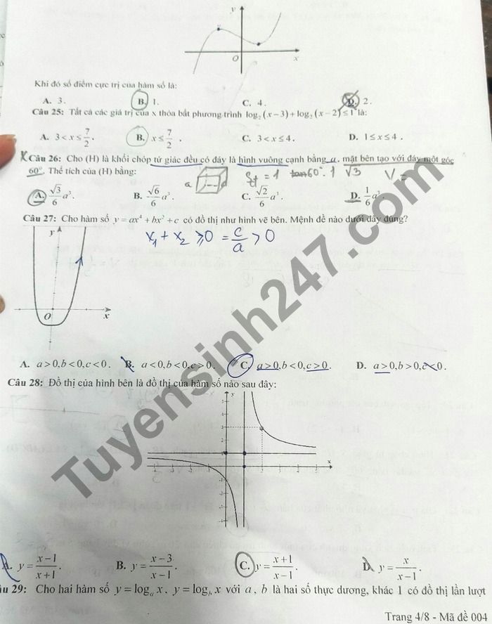 De thi hoc ki 1 mon Toan lop 12 THPT TP Sa Dec nam 2020